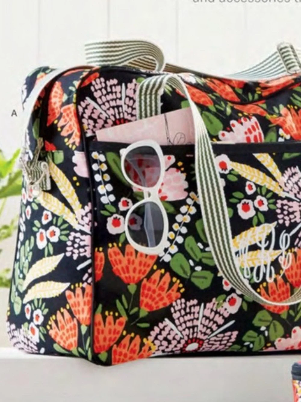 Thirty-One Floral Weekend Travel Bag in Black, Orange & Green